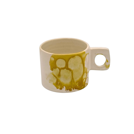 Taza semi gres asa cuadrada mostaza