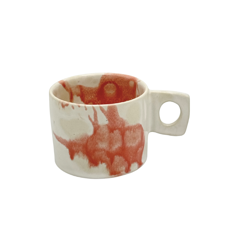 Square handle stoneware cup