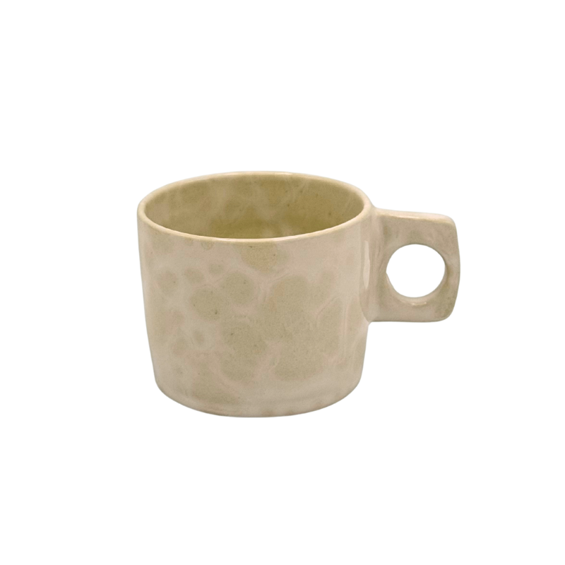 Square handle stoneware cup