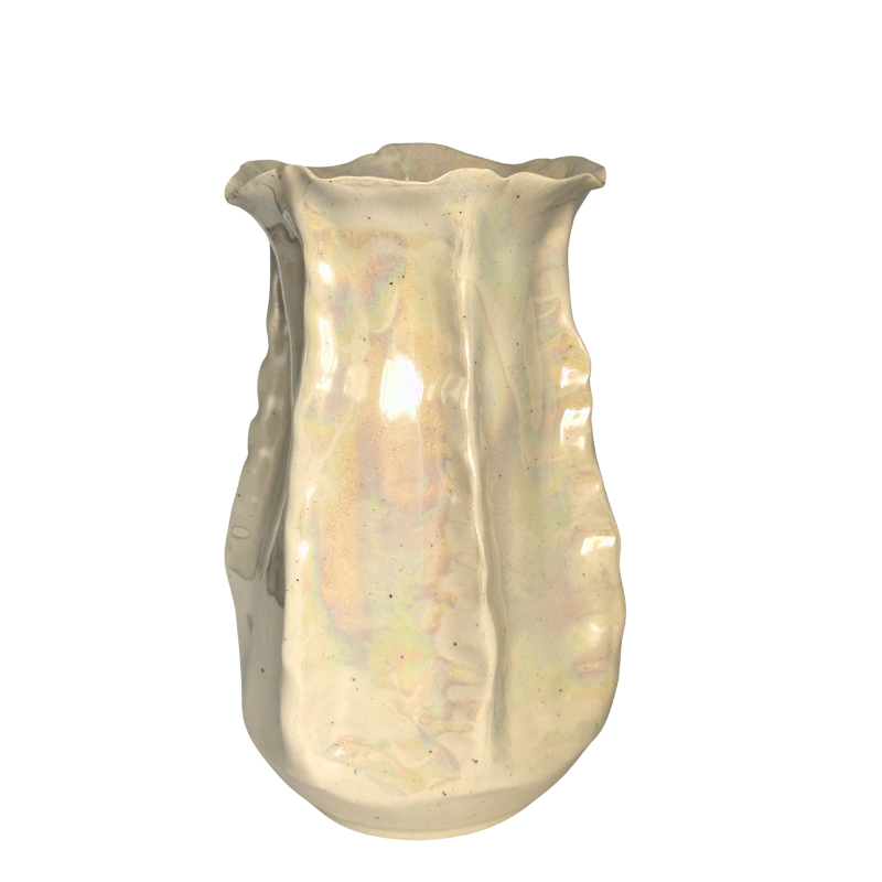 Jarrón orgánico rizado nácar