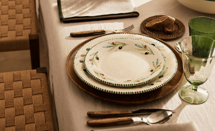 Olivo, vajilla en cerámica artesanal pintada a mano: El arte de Ivanros florece en El Corte Inglés